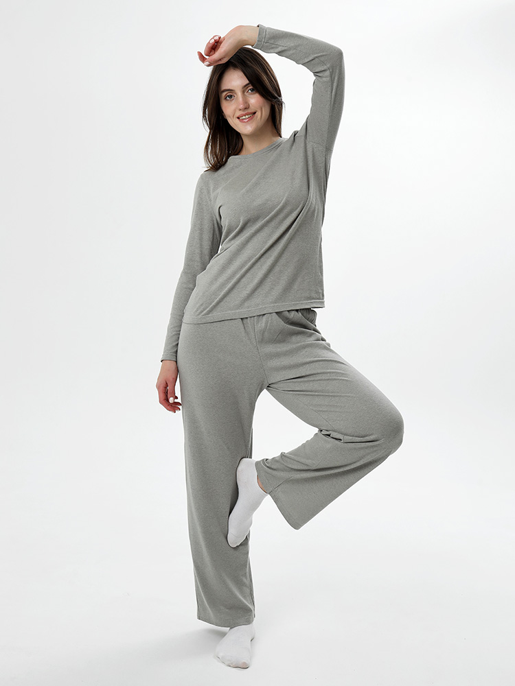 Женские пижамные штаны из конопли и органического хлопка серые Uzor Wear